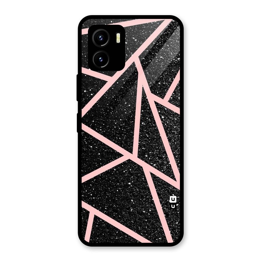 Concrete Black Pink Stripes Glass Back Case for Vivo Y15s