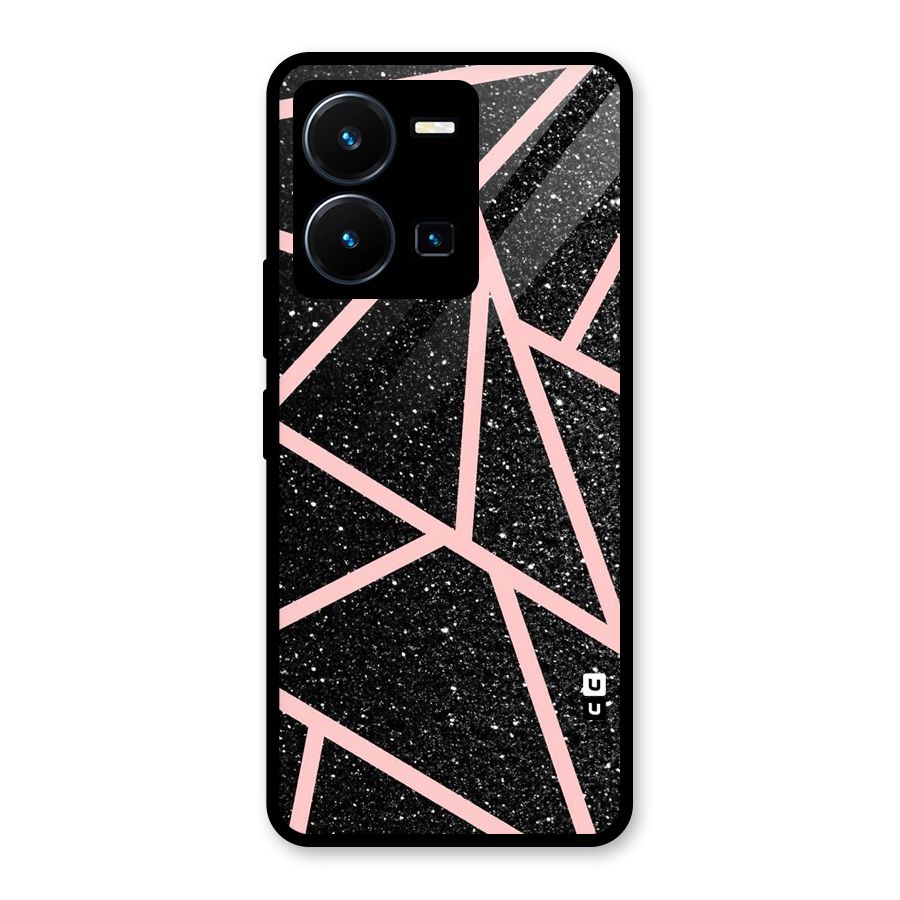Concrete Black Pink Stripes Glass Back Case for Vivo Y35