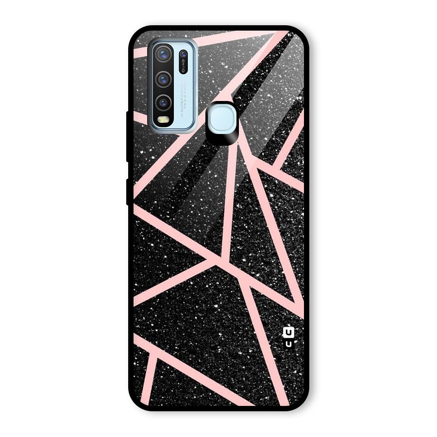 Concrete Black Pink Stripes Glass Back Case for Vivo Y50