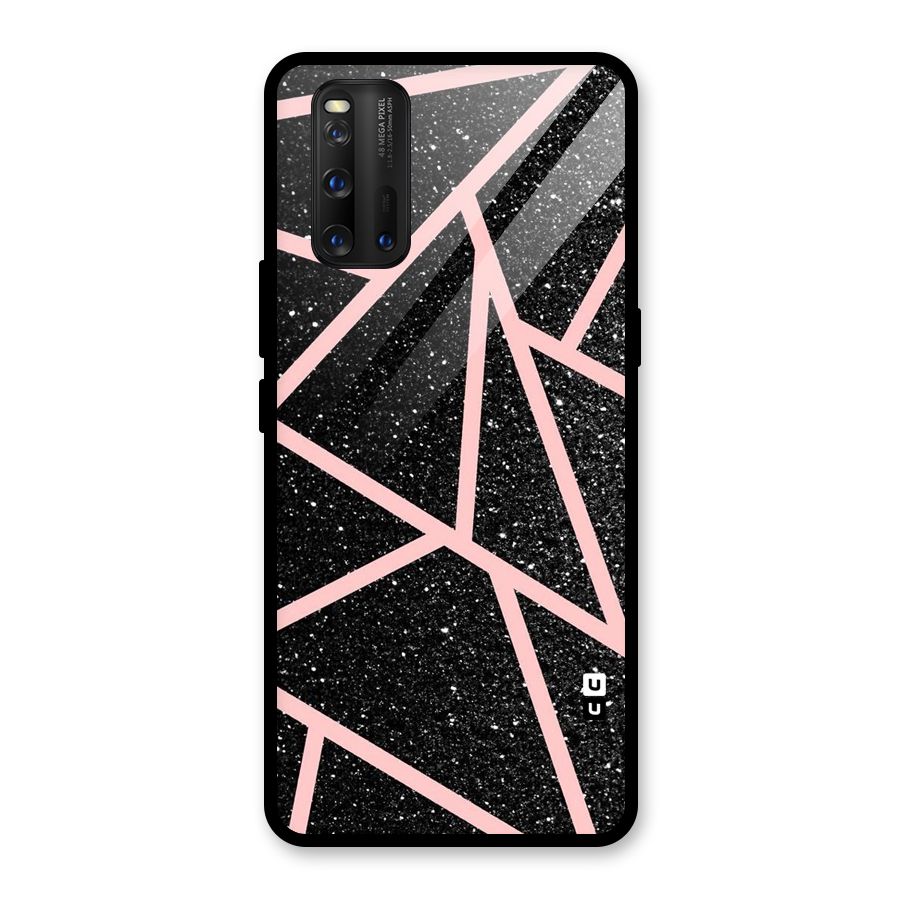 Concrete Black Pink Stripes Glass Back Case for Vivo iQOO 3