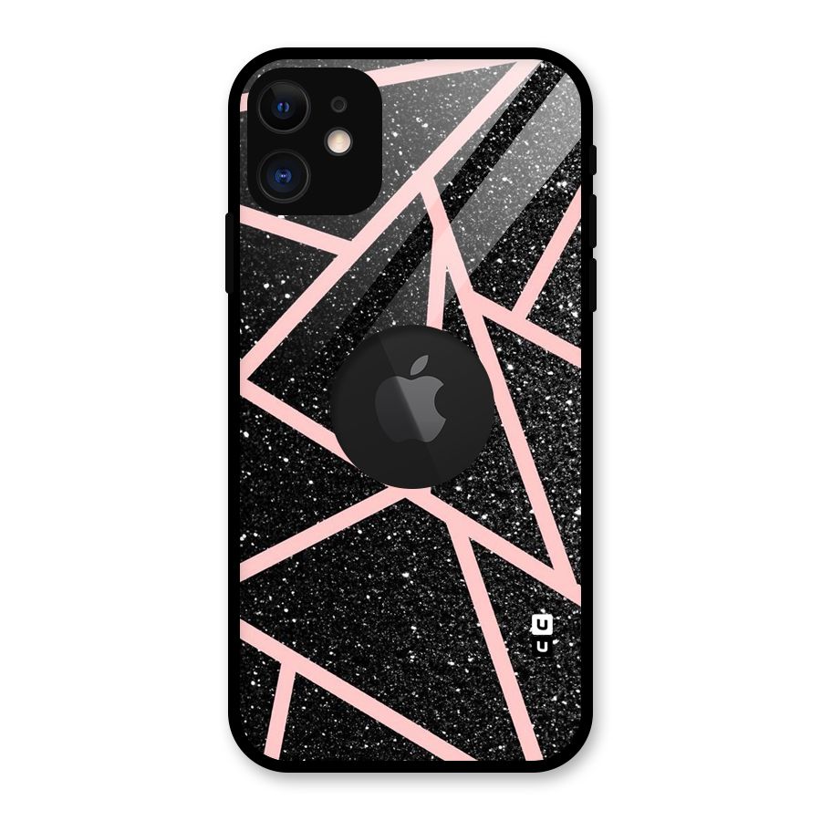 Concrete Black Pink Stripes Glass Back Case for iPhone 11 Logo Cut
