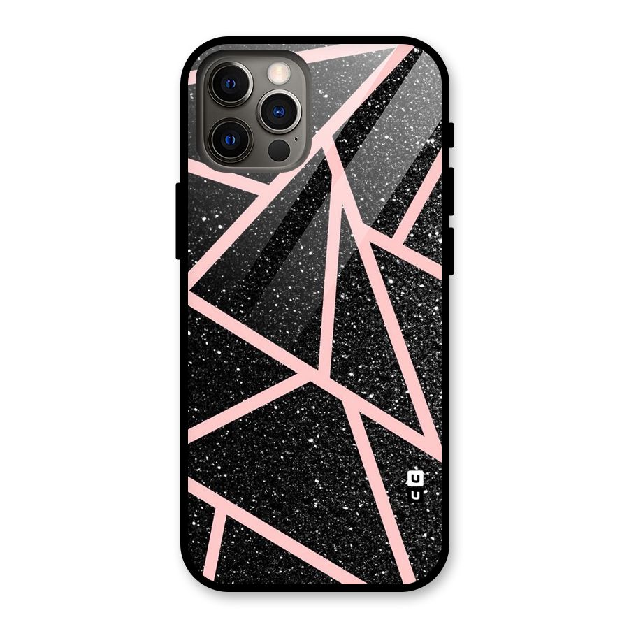 Concrete Black Pink Stripes Glass Back Case for iPhone 12 Pro