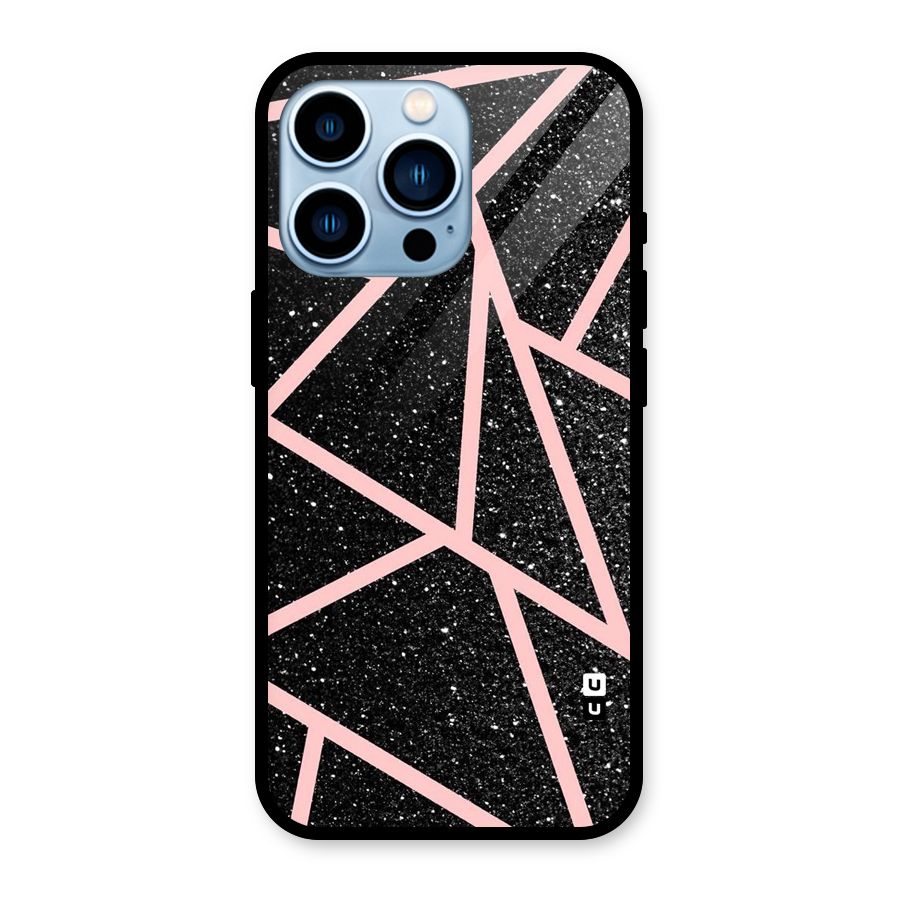 Concrete Black Pink Stripes Glass Back Case for iPhone 13 Pro
