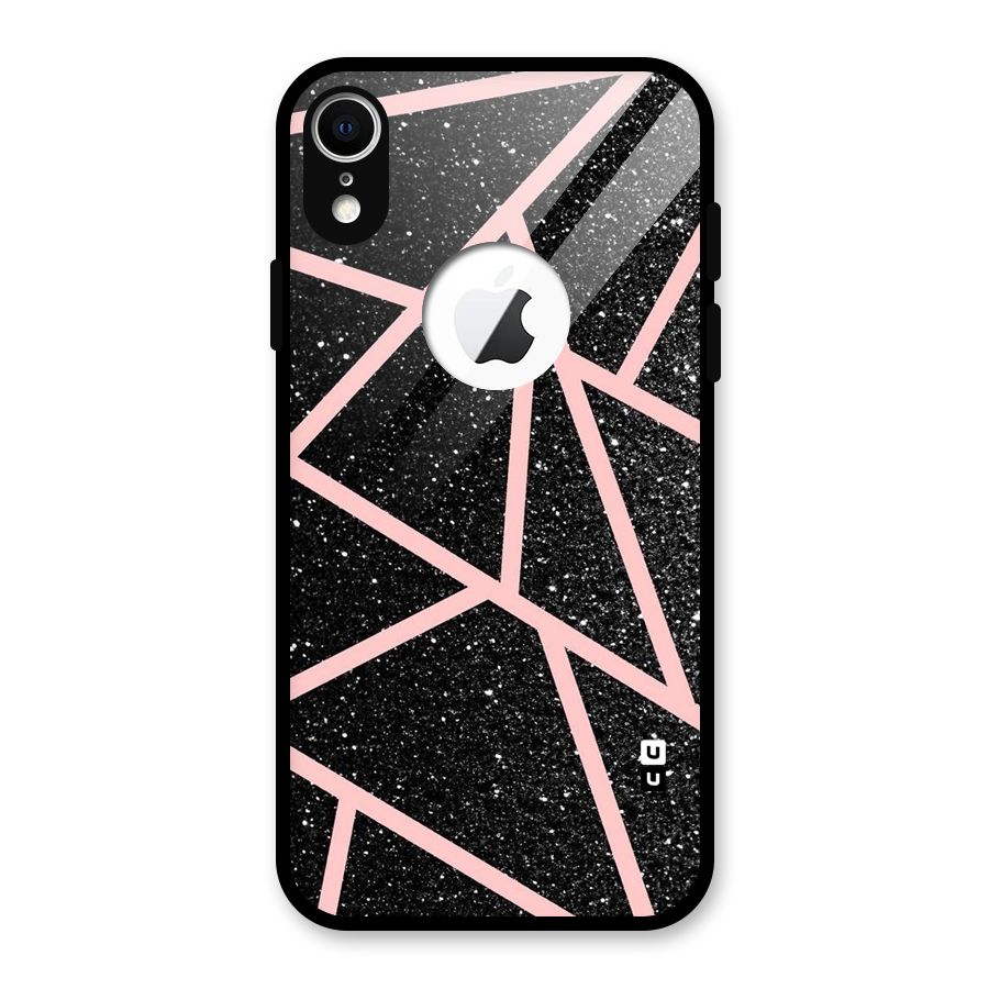Concrete Black Pink Stripes Glass Back Case for iPhone XR Logo Cut