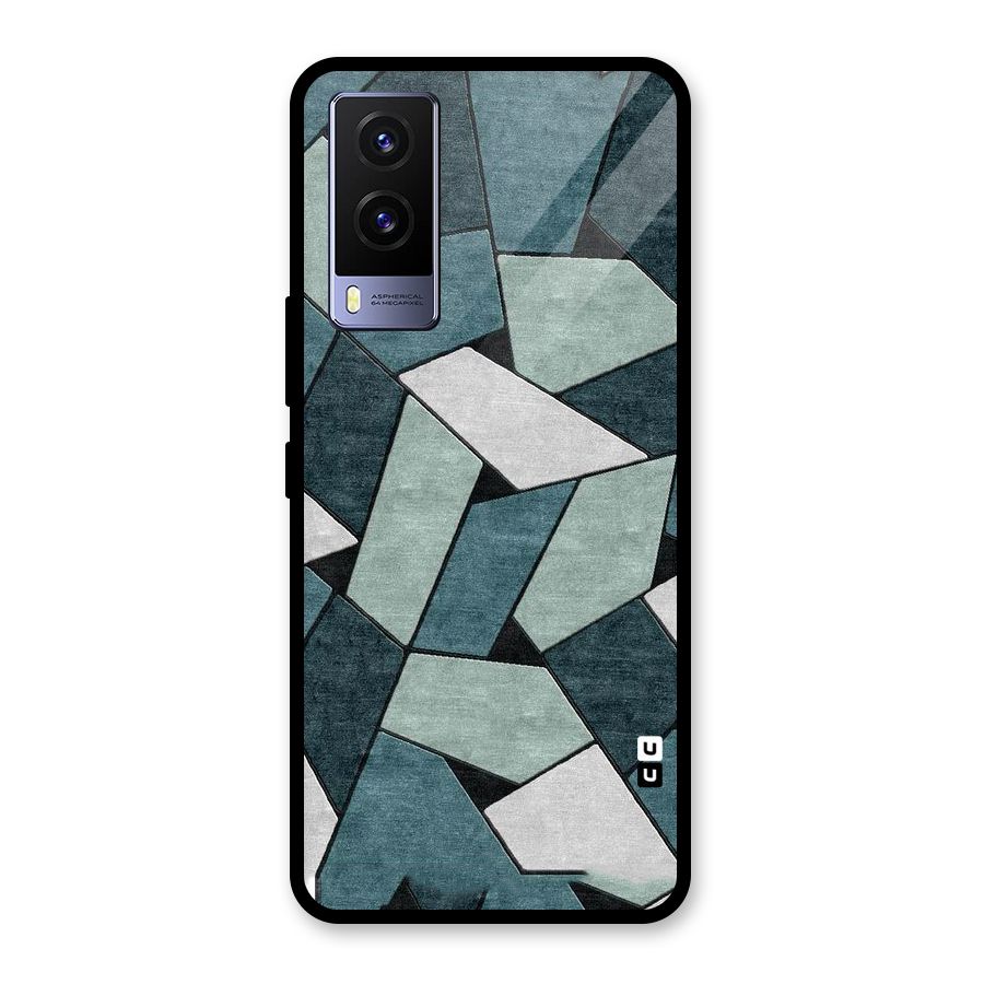 Concrete Green Abstract Glass Back Case for Vivo V21e 5G
