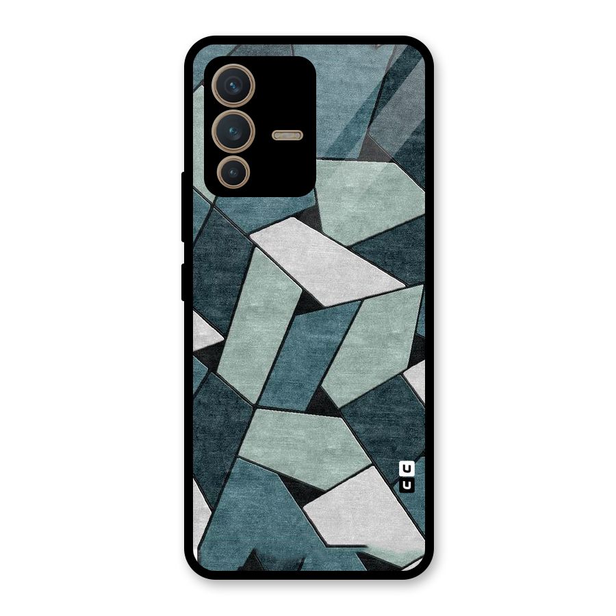 Concrete Green Abstract Glass Back Case for Vivo V23 5G