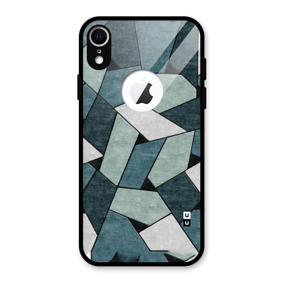 Concrete Green Abstract Glass Back Case for iPhone XR Logo Cut