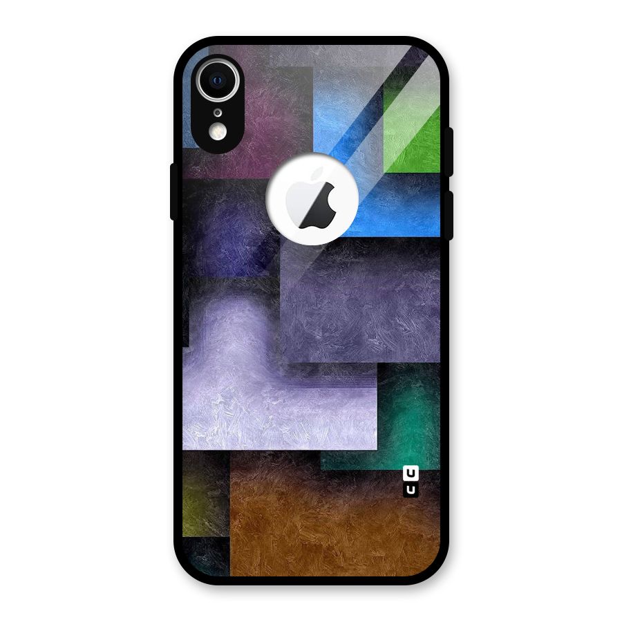 Concrete Squares Glass Back Case for iPhone XR Logo Cut