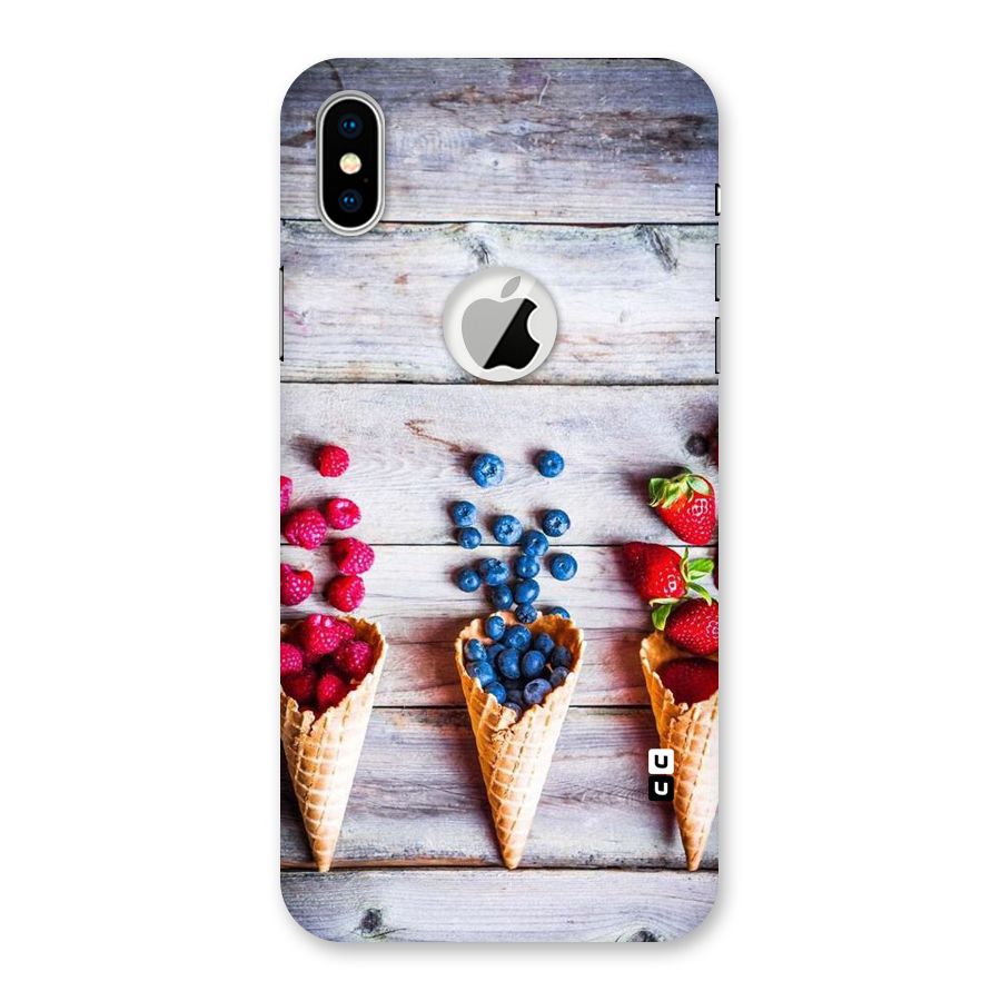 Cone Fruits Design Back Case for iPhone XS Logo Cut