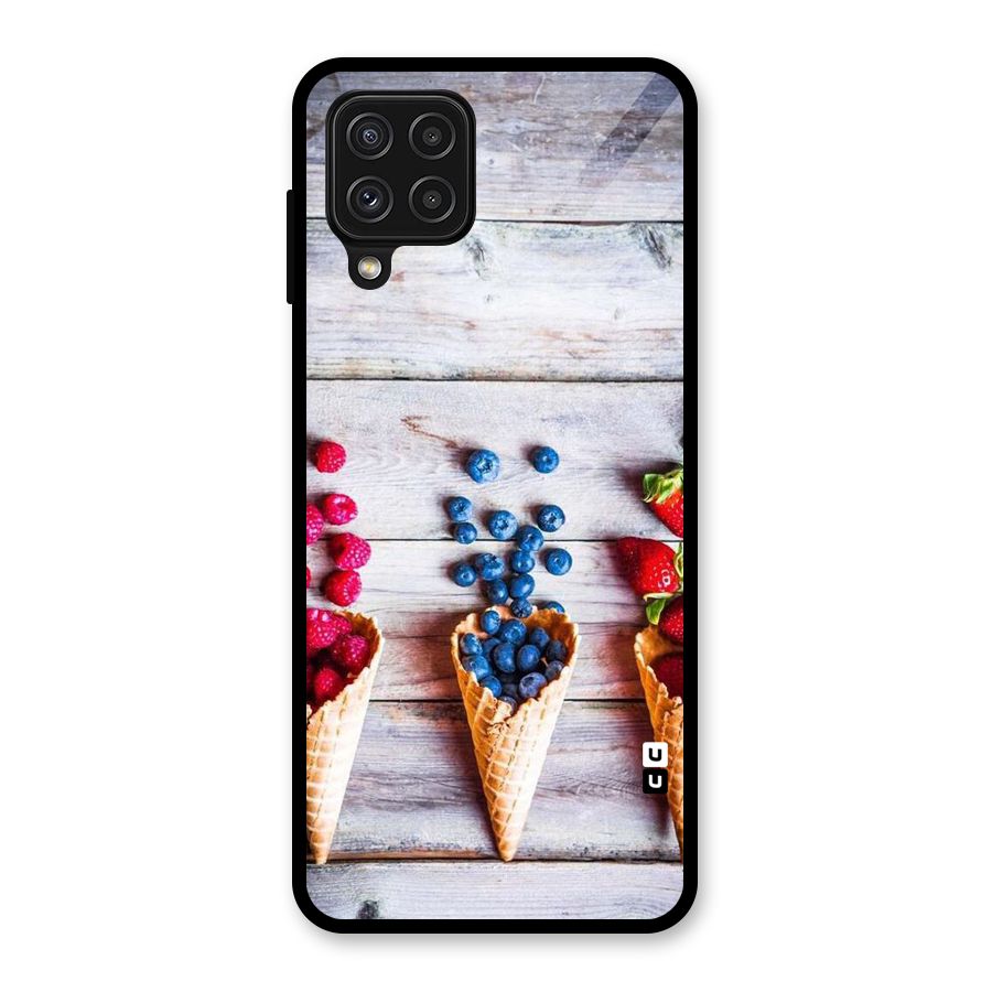 Cone Fruits Design Glass Back Case for Galaxy A22 4G
