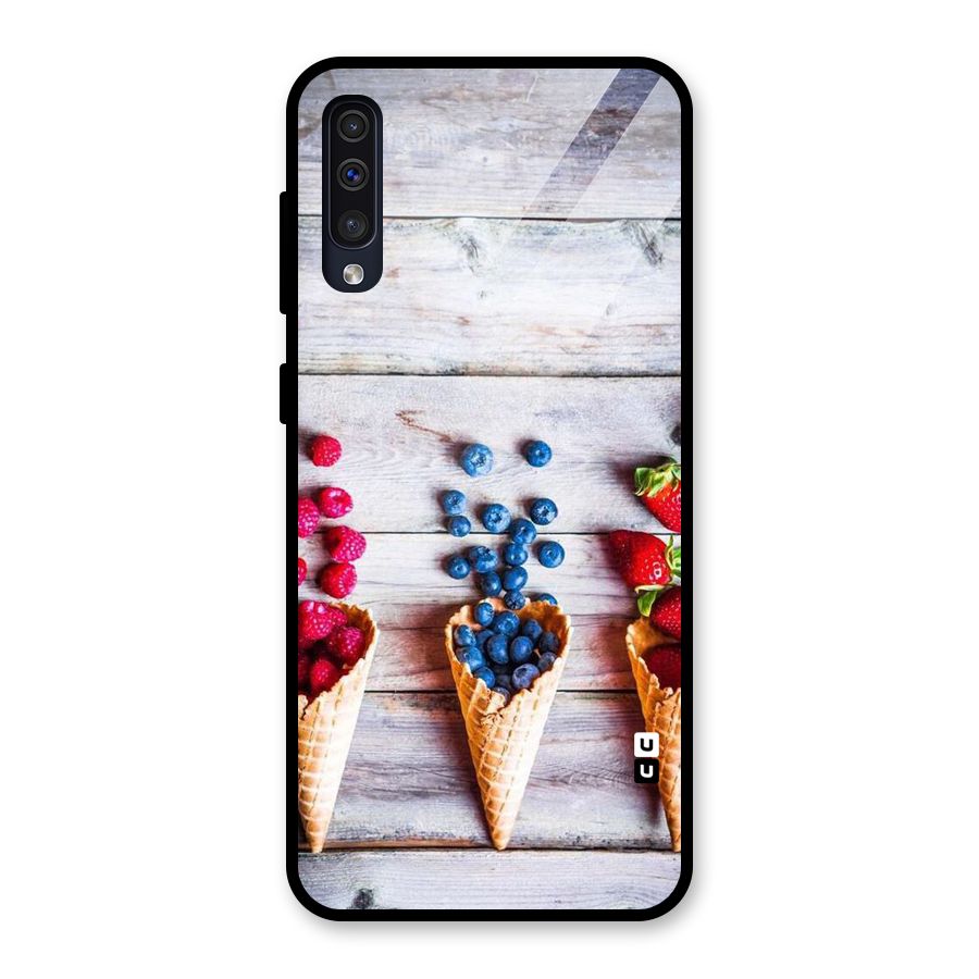Cone Fruits Design Glass Back Case for Galaxy A30s