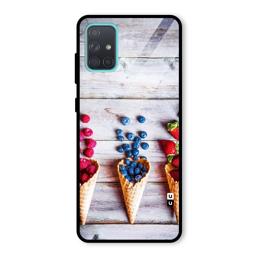 Cone Fruits Design Glass Back Case for Galaxy A71