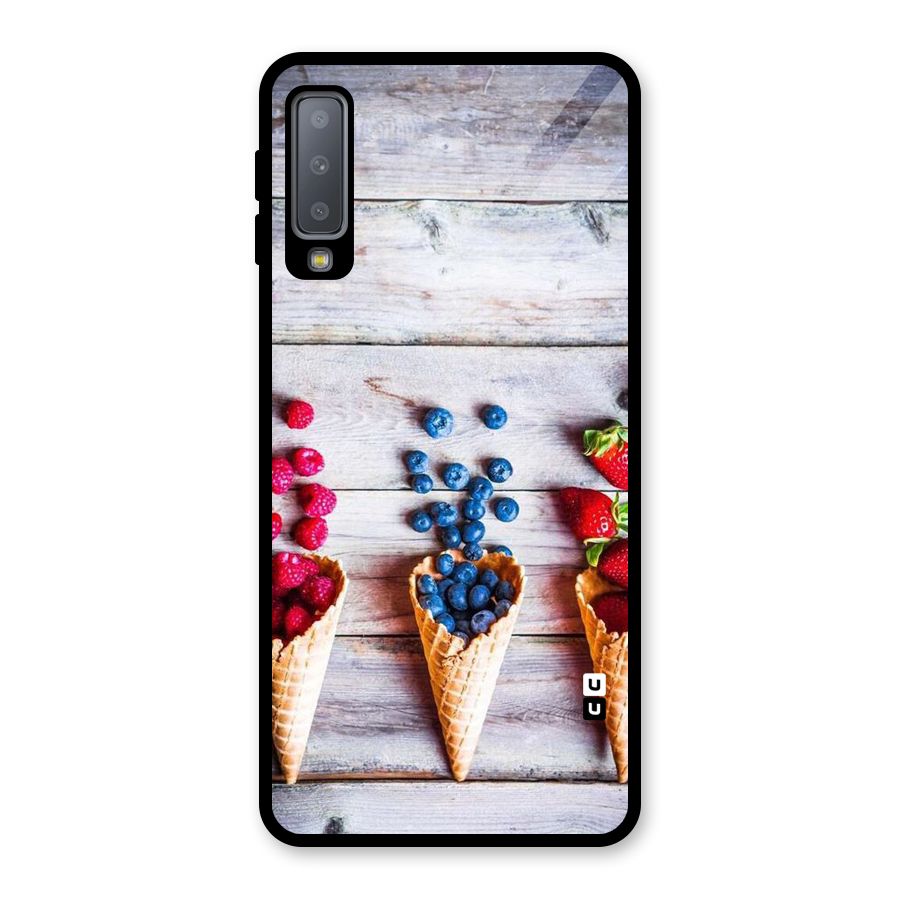 Cone Fruits Design Glass Back Case for Galaxy A7 (2018)