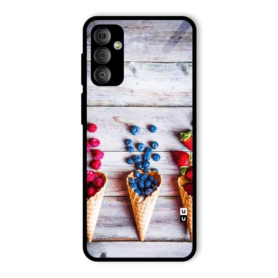 Cone Fruits Design Glass Back Case for Galaxy F23
