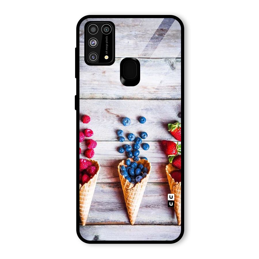 Cone Fruits Design Glass Back Case for Galaxy F41