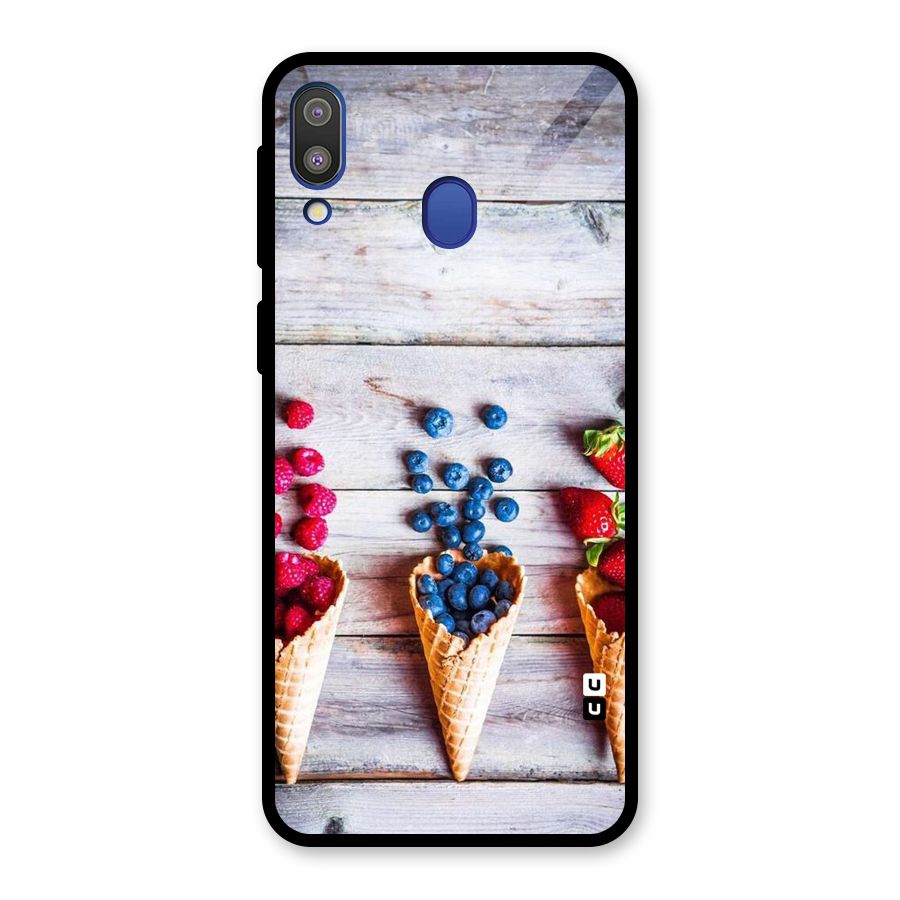 Cone Fruits Design Glass Back Case for Galaxy M20