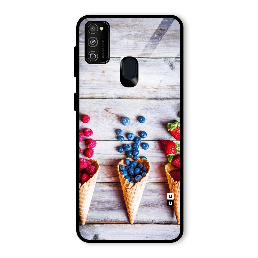 Cone Fruits Design Glass Back Case for Galaxy M30s