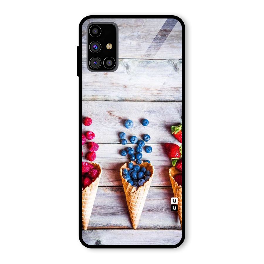 Cone Fruits Design Glass Back Case for Galaxy M31s