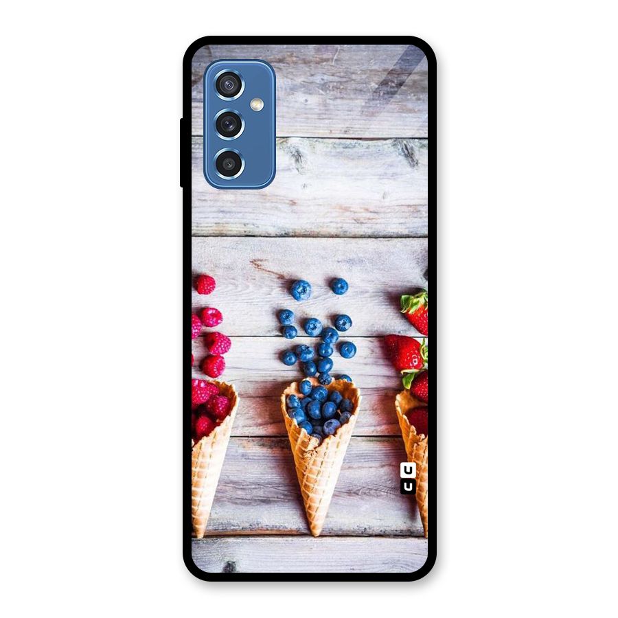 Cone Fruits Design Glass Back Case for Galaxy M52 5G