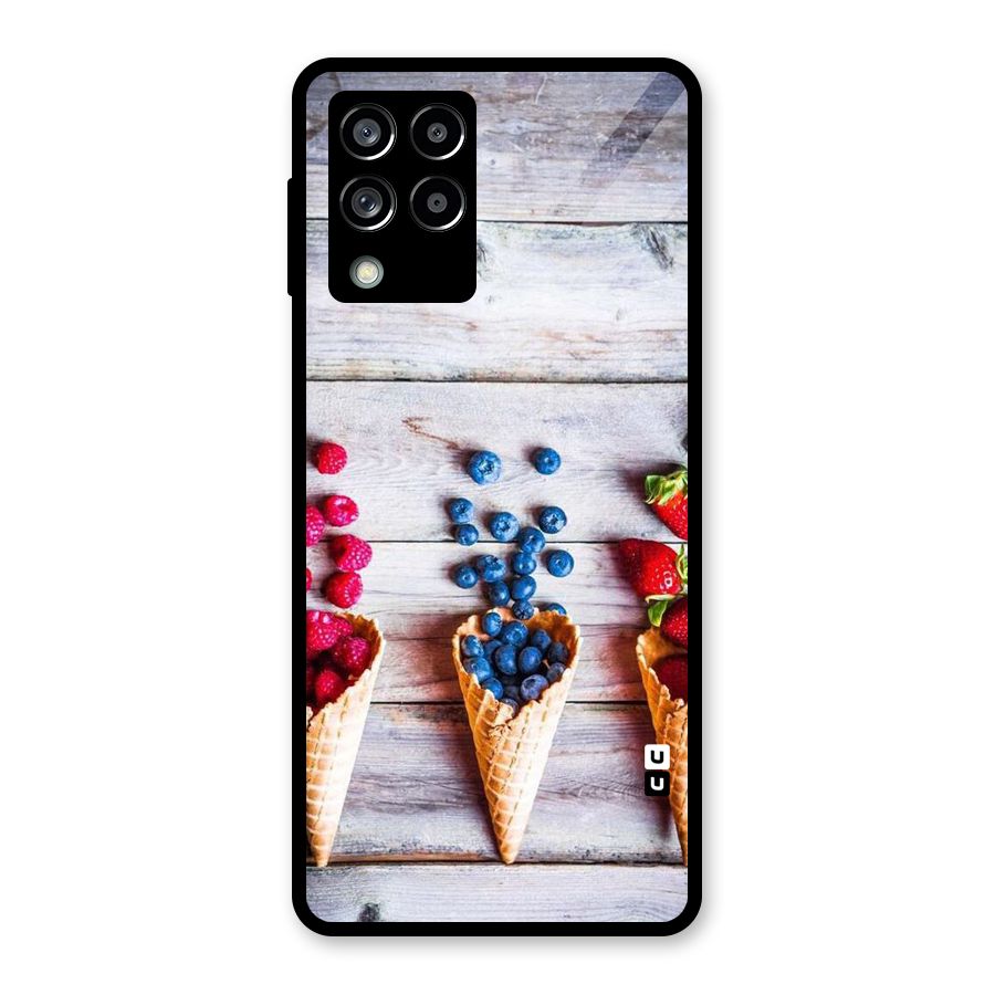 Cone Fruits Design Glass Back Case for Galaxy M53 5G