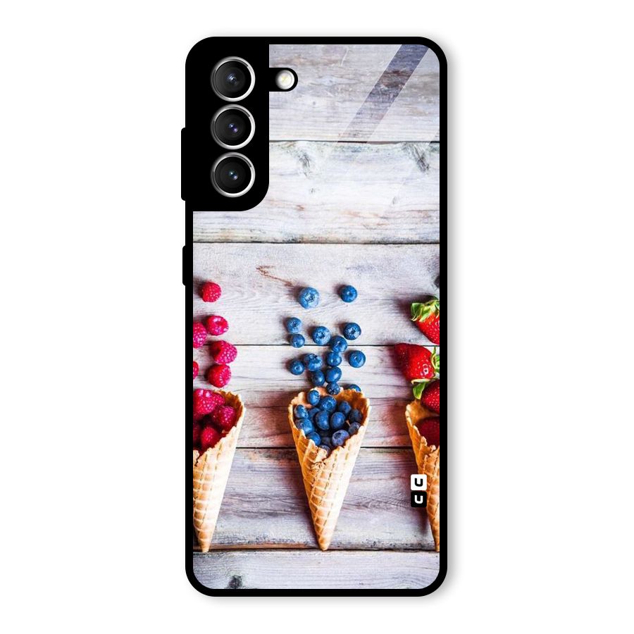 Cone Fruits Design Glass Back Case for Galaxy S21 5G