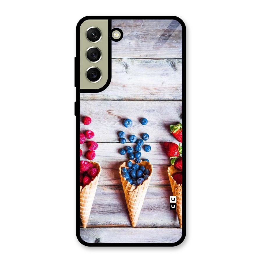Cone Fruits Design Glass Back Case for Galaxy S21 FE 5G