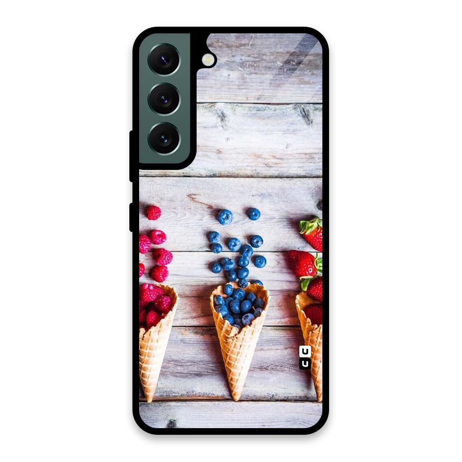 Cone Fruits Design Glass Back Case for Galaxy S22 5G
