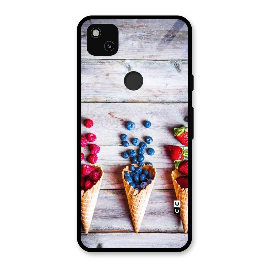 Cone Fruits Design Glass Back Case for Google Pixel 4a