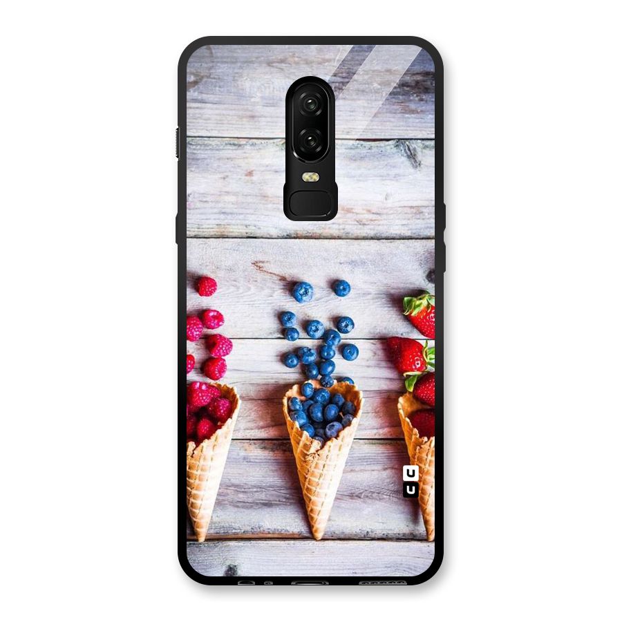 Cone Fruits Design Glass Back Case for OnePlus 6