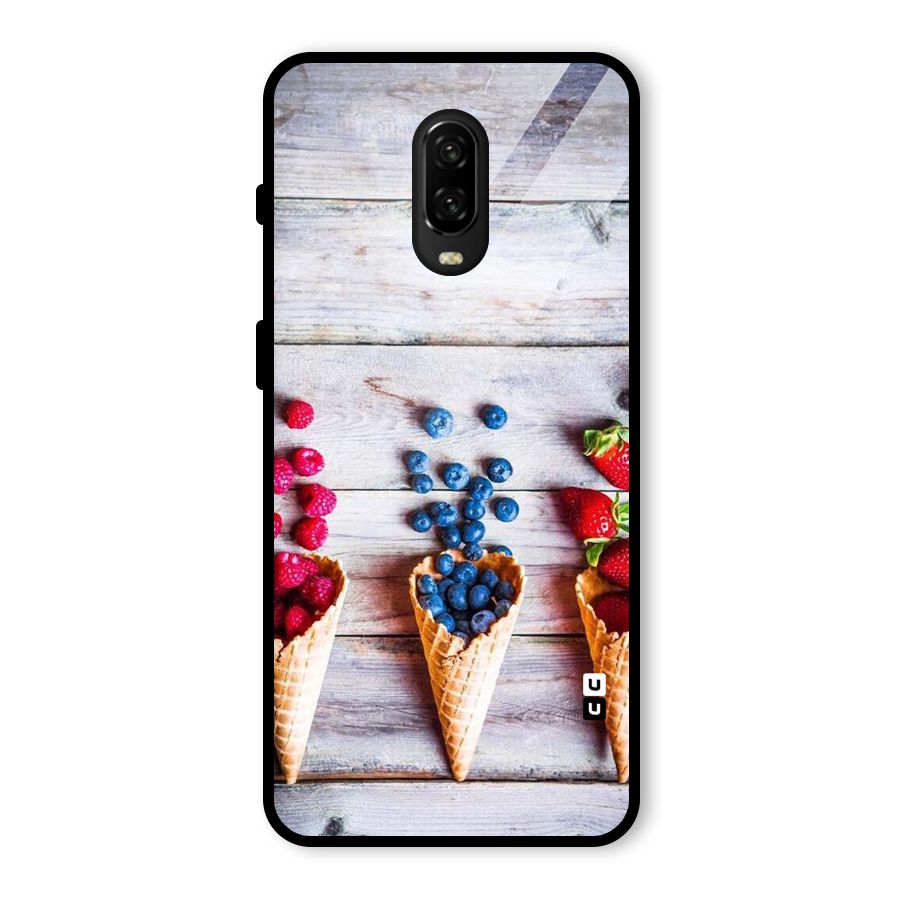 Cone Fruits Design Glass Back Case for OnePlus 6T