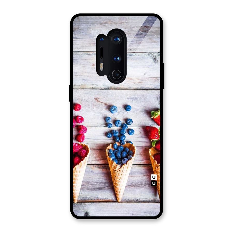 Cone Fruits Design Glass Back Case for OnePlus 8 Pro