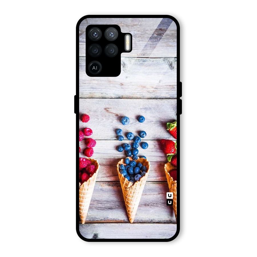 Cone Fruits Design Glass Back Case for Oppo F19 Pro