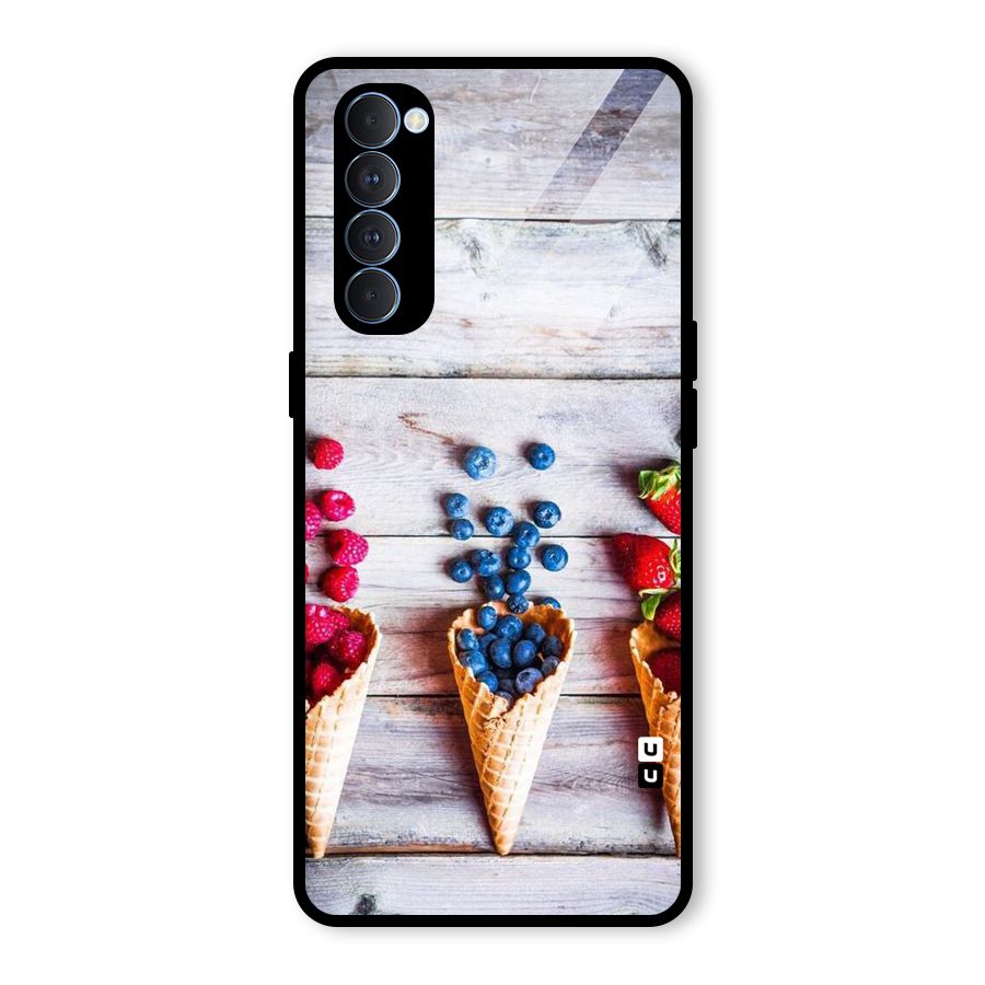 Cone Fruits Design Glass Back Case for Oppo Reno4 Pro