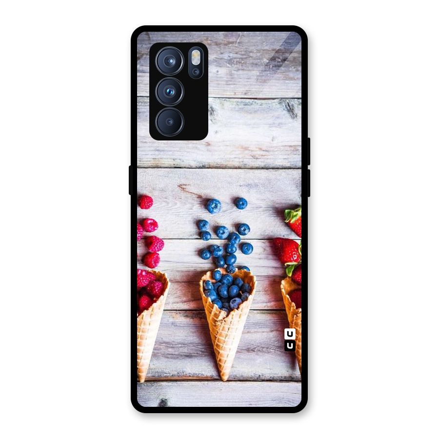 Cone Fruits Design Glass Back Case for Oppo Reno6 Pro 5G