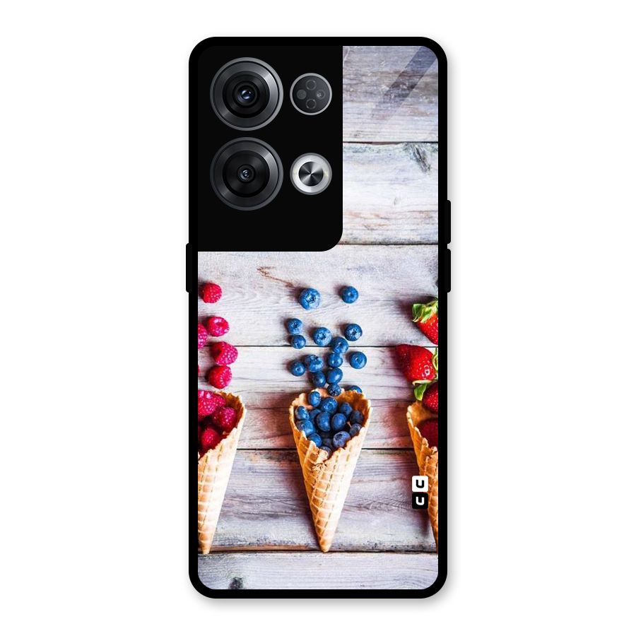 Cone Fruits Design Glass Back Case for Oppo Reno8 Pro 5G