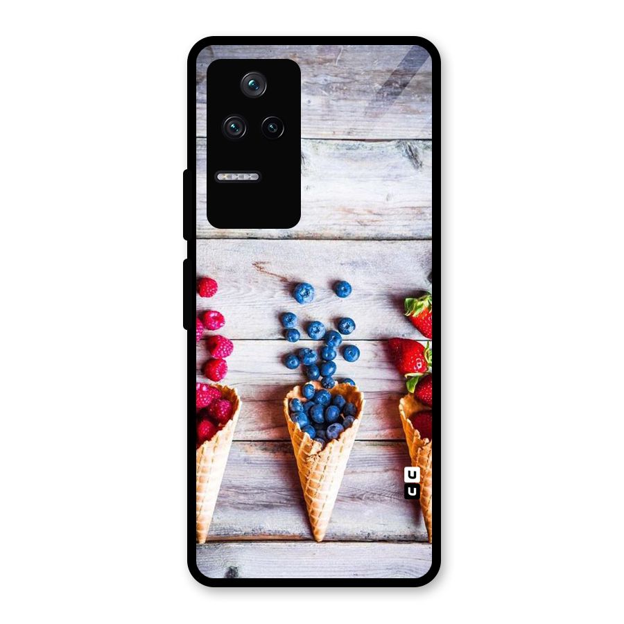 Cone Fruits Design Glass Back Case for Poco F4 5G