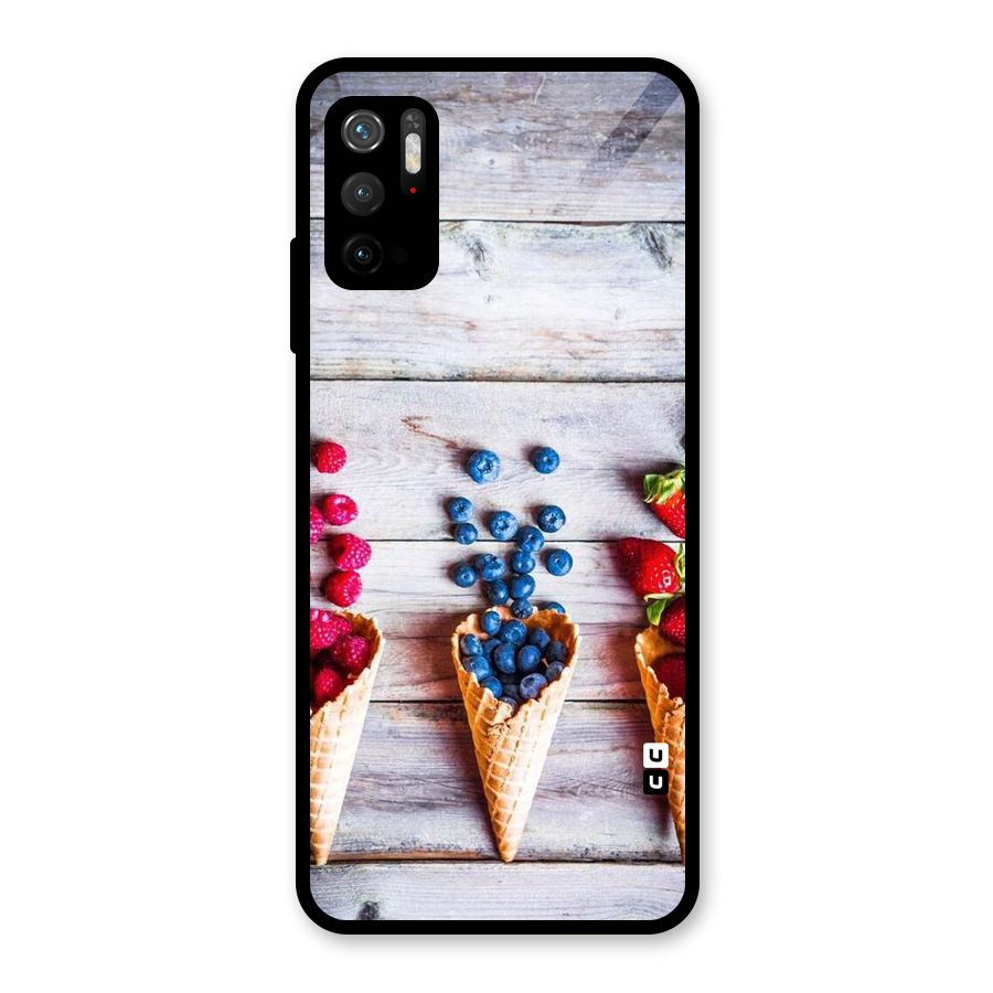 Cone Fruits Design Glass Back Case for Poco M3 Pro 5G
