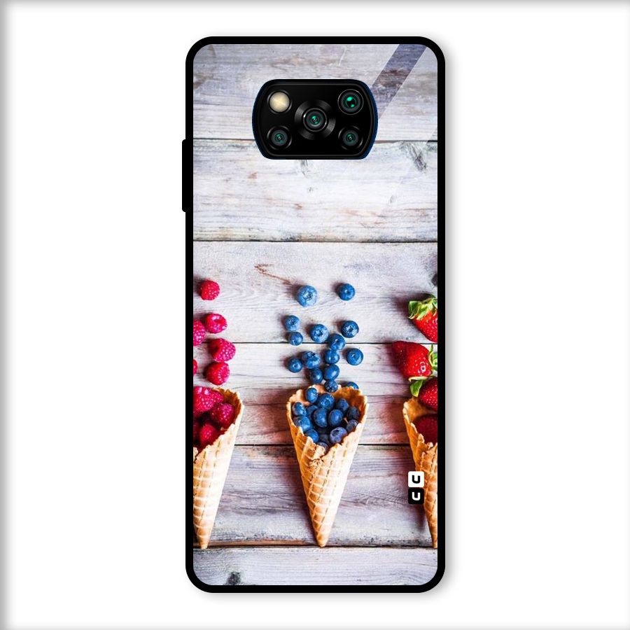 Cone Fruits Design Glass Back Case for Poco X3