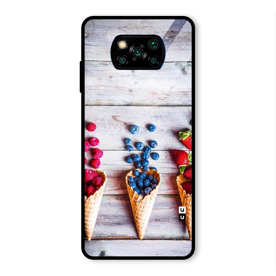 Cone Fruits Design Glass Back Case for Poco X3 Pro