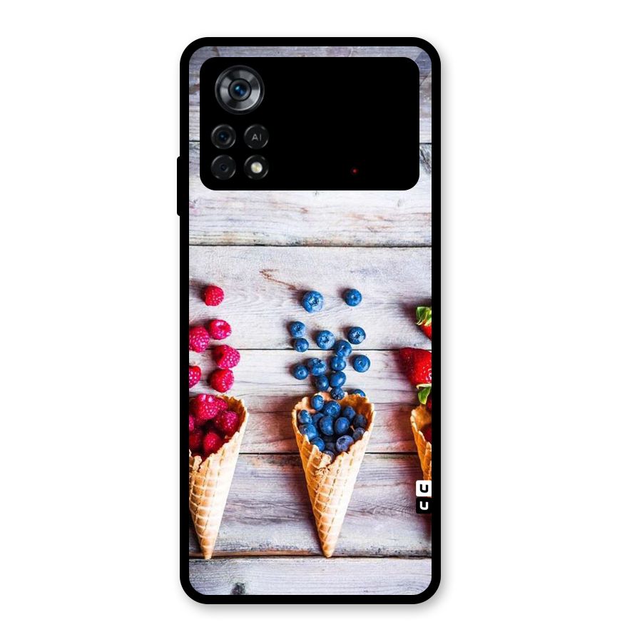 Cone Fruits Design Glass Back Case for Poco X4 Pro 5G