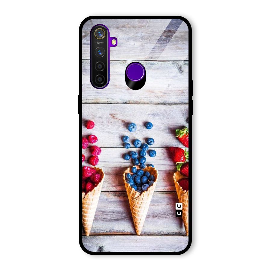 Cone Fruits Design Glass Back Case for Realme 5 Pro