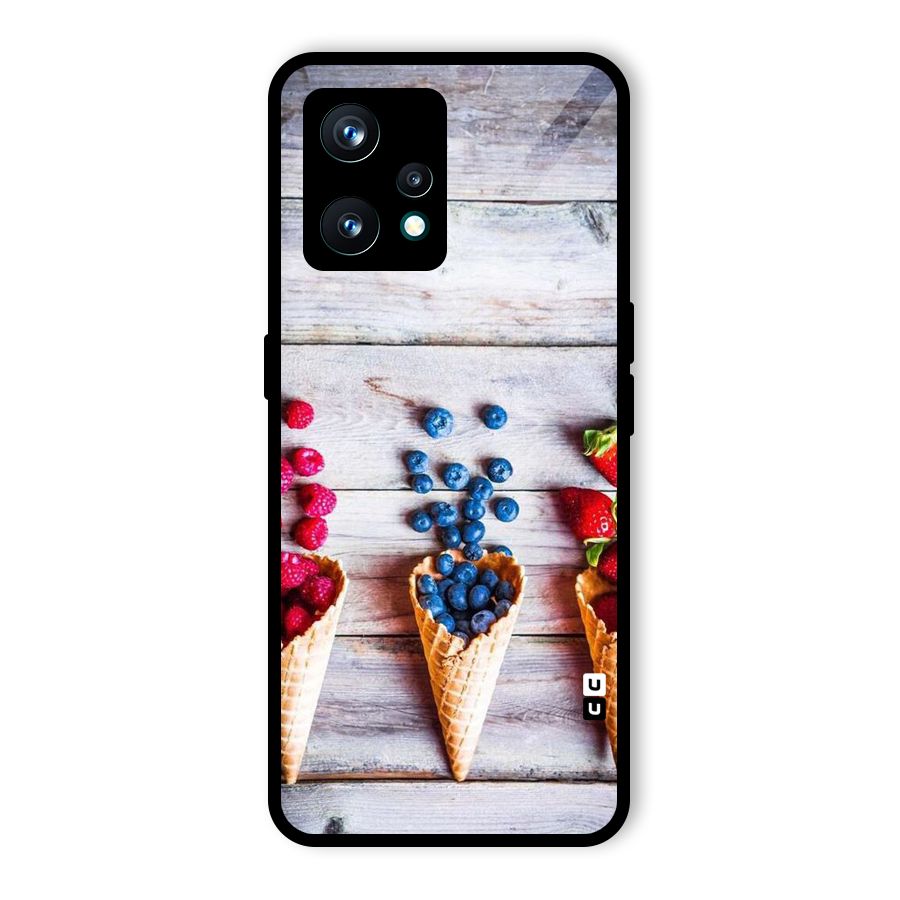 Cone Fruits Design Glass Back Case for Realme 9 Pro Plus 5G