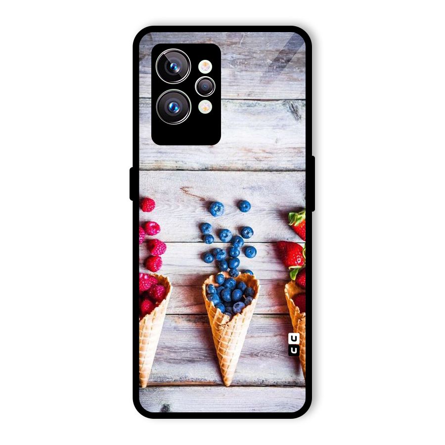 Cone Fruits Design Glass Back Case for Realme GT2 Pro