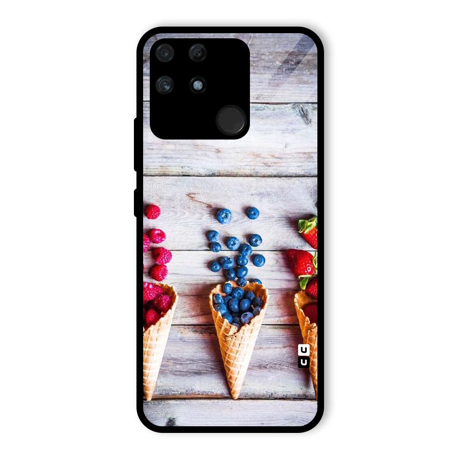 Cone Fruits Design Glass Back Case for Realme Narzo 50A