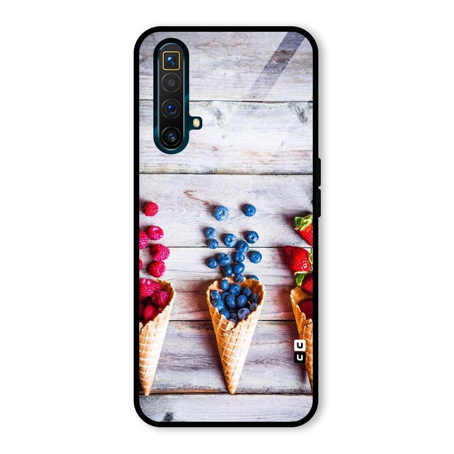 Cone Fruits Design Glass Back Case for Realme X3