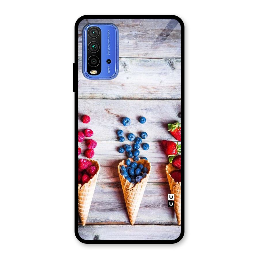 Cone Fruits Design Glass Back Case for Redmi 9 Power