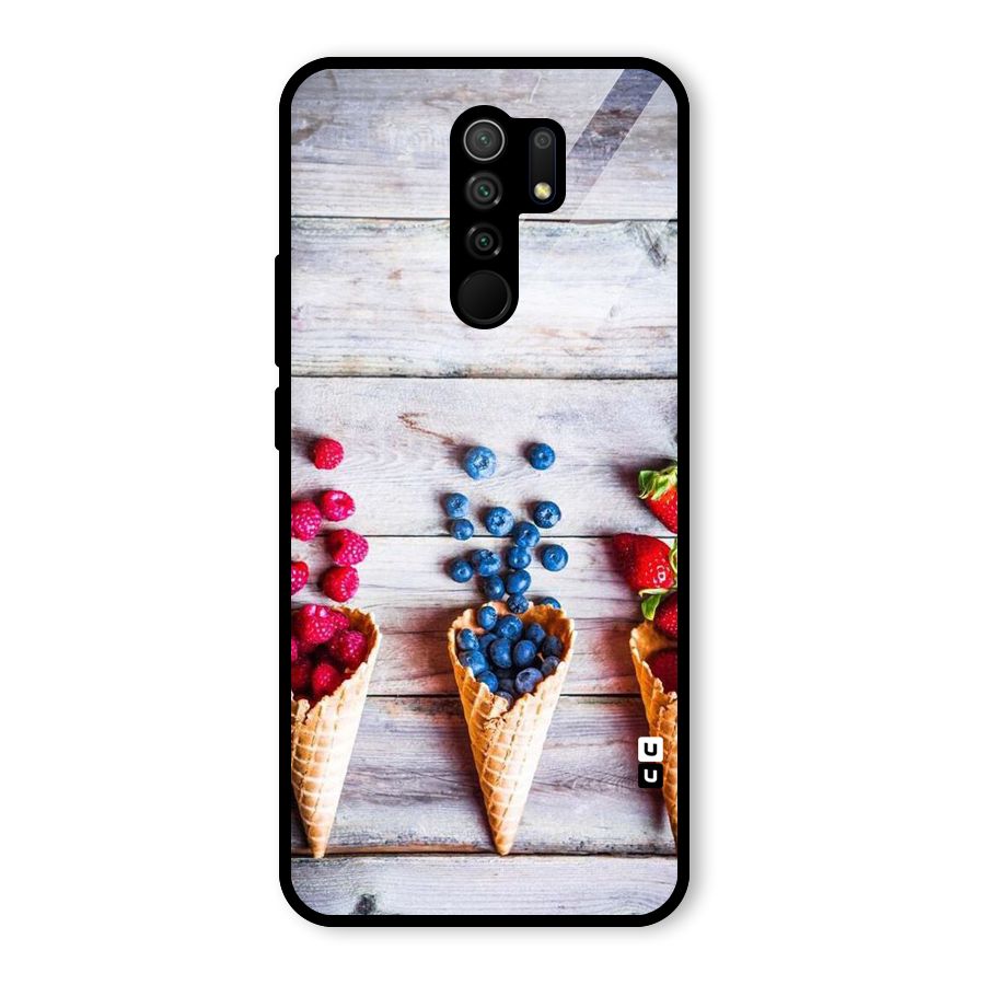 Cone Fruits Design Glass Back Case for Redmi 9 Prime