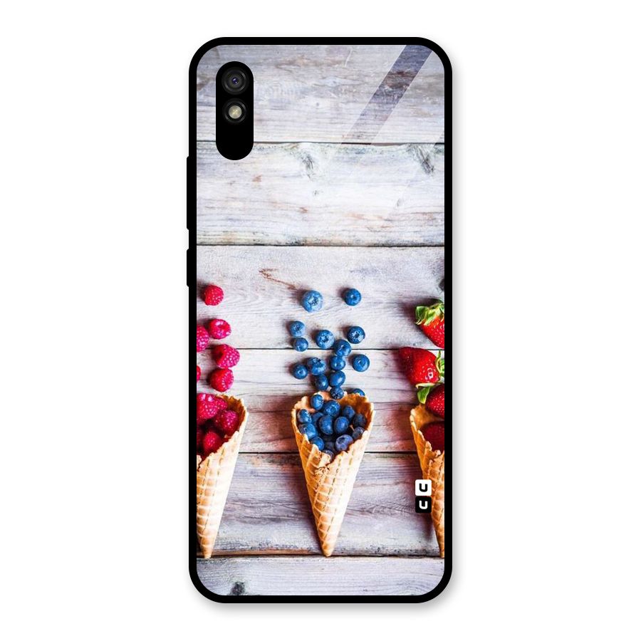Cone Fruits Design Glass Back Case for Redmi 9i