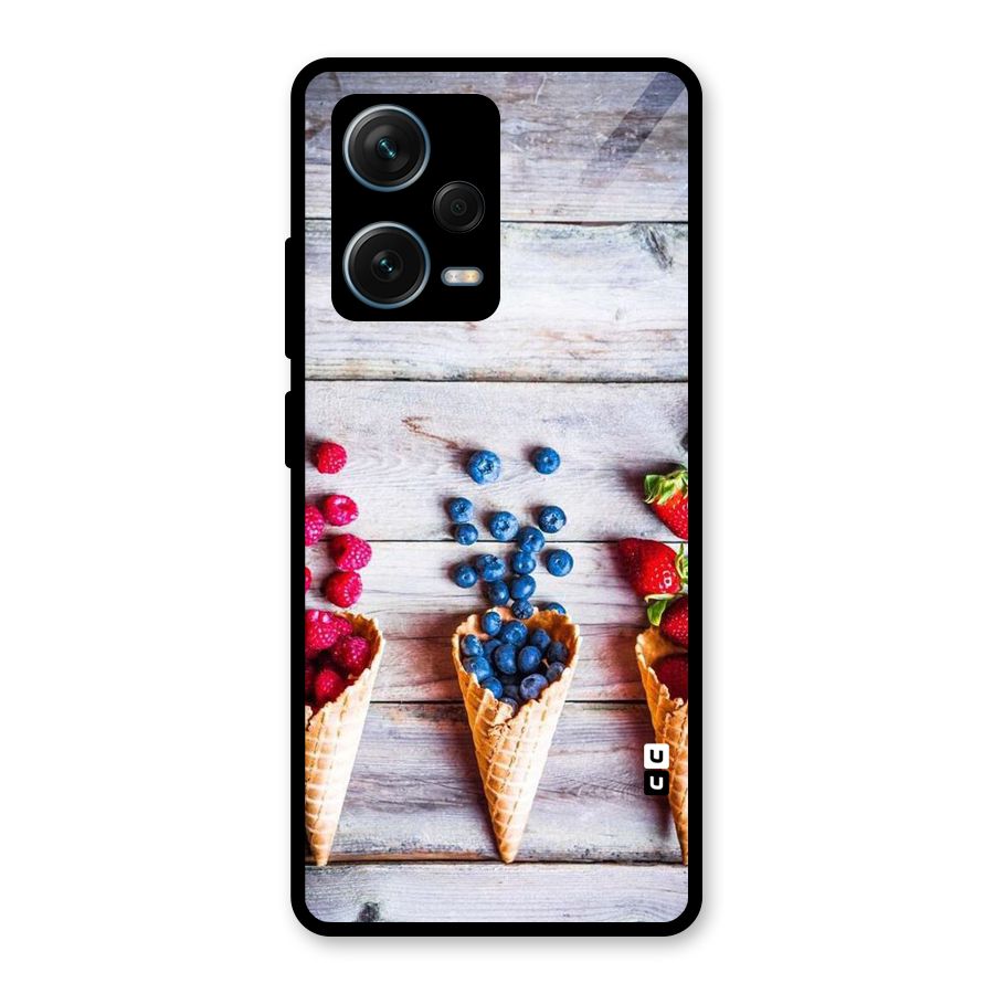 Cone Fruits Design Glass Back Case for Redmi Note 12 Pro Plus 5G