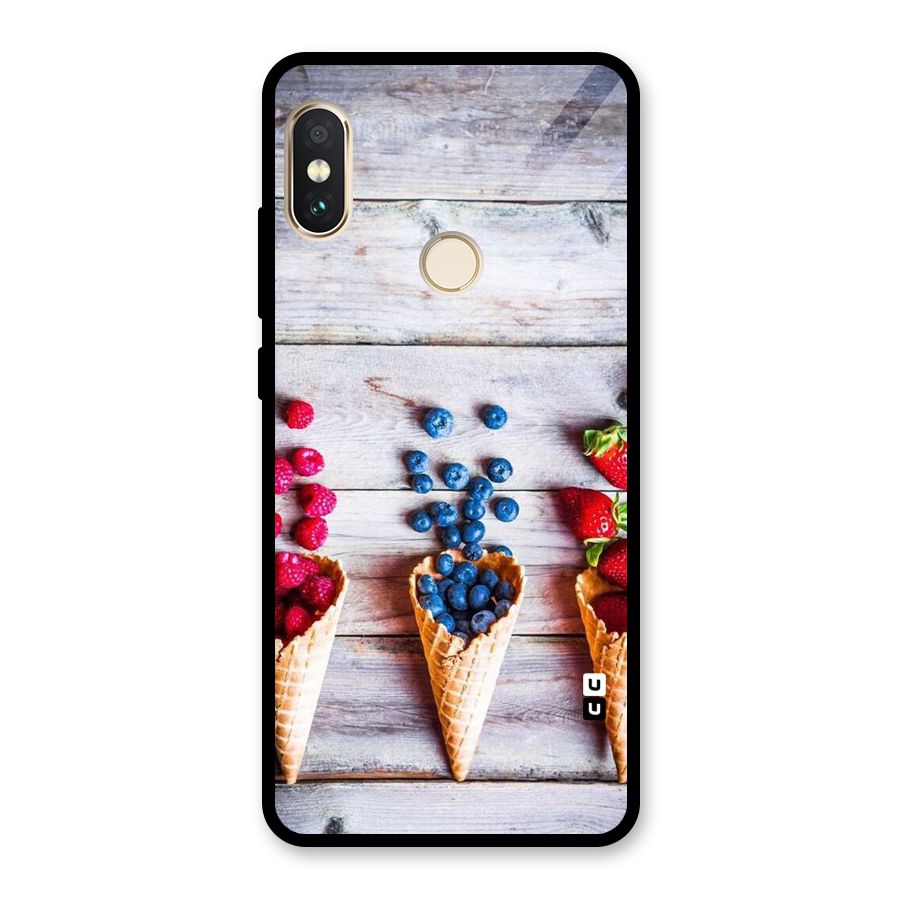 Cone Fruits Design Glass Back Case for Redmi Note 5 Pro
